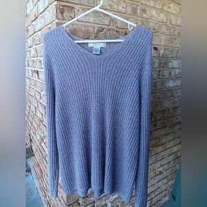 Lavender Cotton & Ramie V-neck Sweater